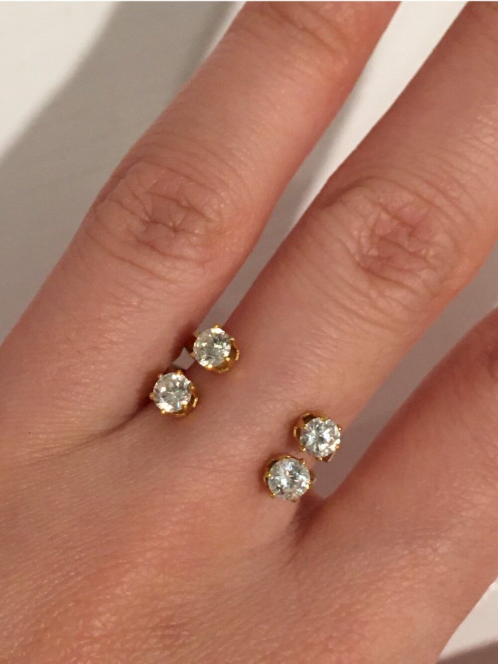 Open Four Stones 14K Gold Plated Ring